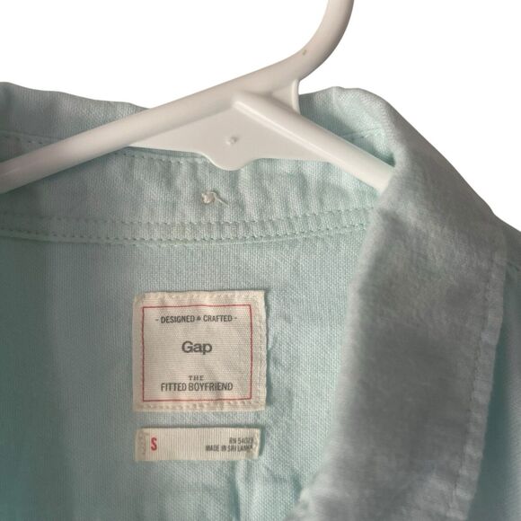 GAP Womens Size Small Light Blue Cotton Light Weight Semi Sheer Button Up Blouse - Picture 6 of 9